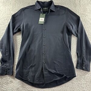 Rodd & Gunn Shirt Mens Small Navy Blue Button Up Sports Fit Europe Woven Texture